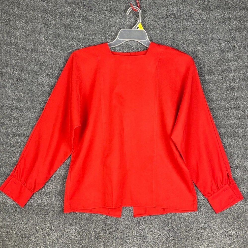 Vintage Borelli Button Up Top Women's Size 10 Long Sleeve Red Adults